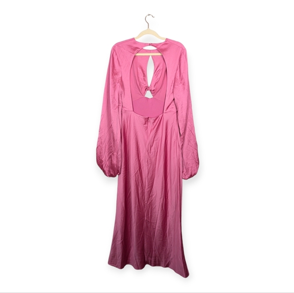 NWT Significant Other Medium Pink Demi Backless Long-Sleeve Column Gown - Picture 3 of 10